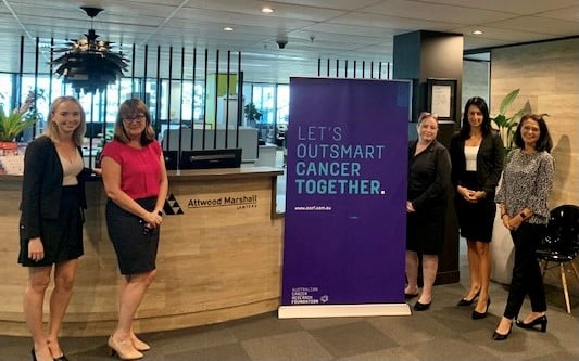 (Left to right) Attwood Marshall Lawyers Zoe Penman, Donna Tolley, Natalie Comerford and Xara Coassin with Australian Cancer Research Foundation Planned Giving Manager, Lee Christian.